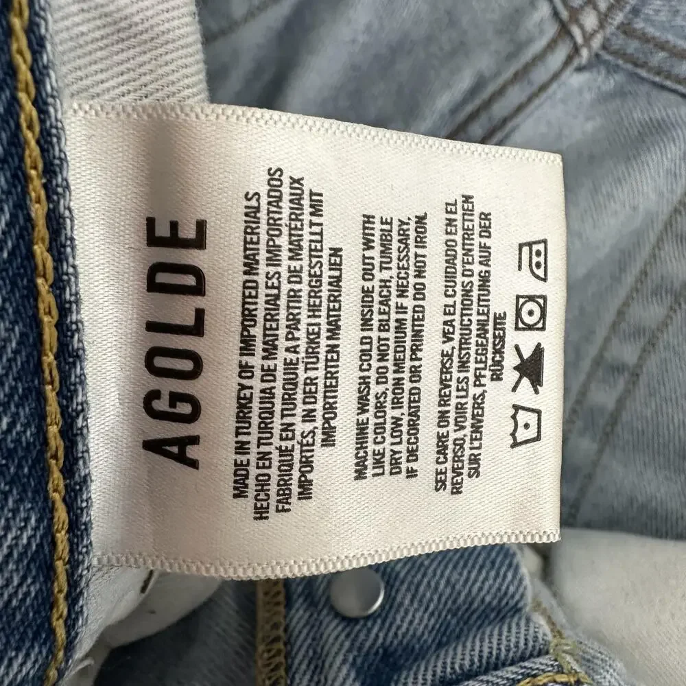AGOLDE Parker Shorts Womens 28‎ Distressed Denim High Rise Button Fly Raw Hem